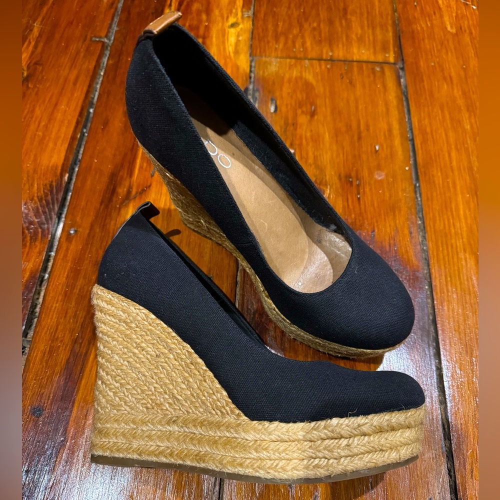 Aldo Black Platform Wedges